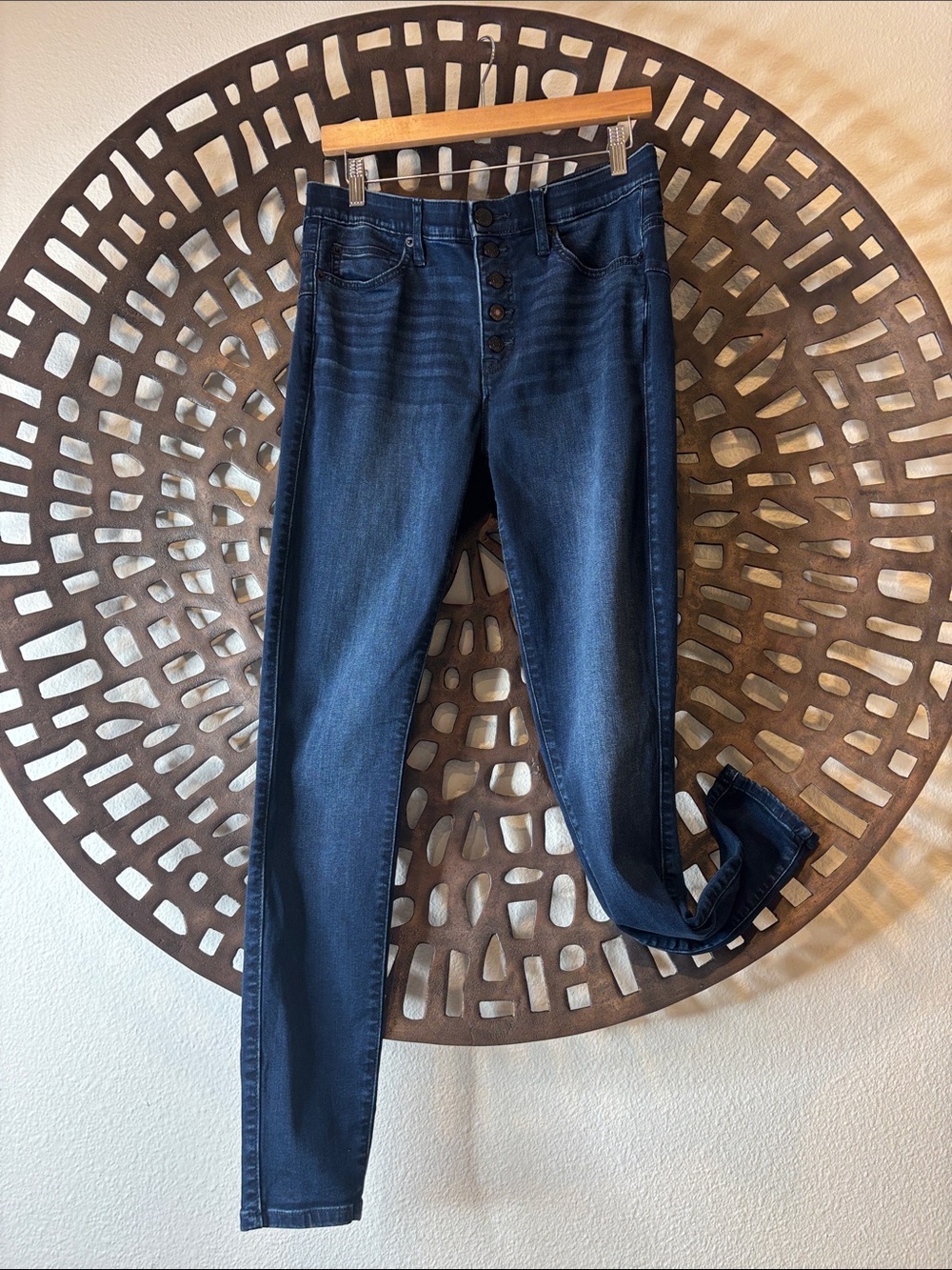 🖤Dark Wash High Rise Button Fly Skinny Jeans Super Soft Stretch Torrid 12T🖤